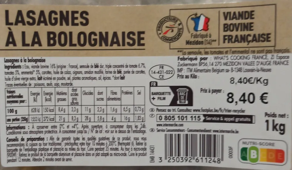 LASAGNES À LA BOLOGNAISE