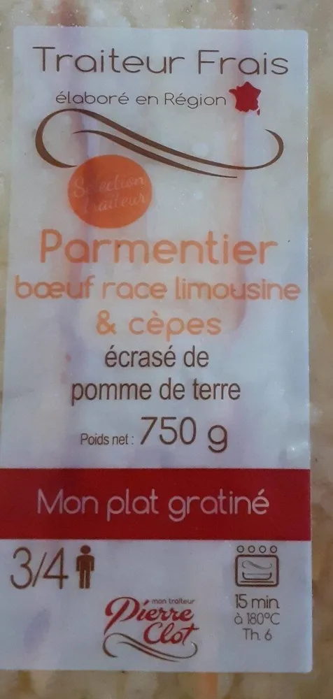Parmentier bœuf racé limousine et cèpes