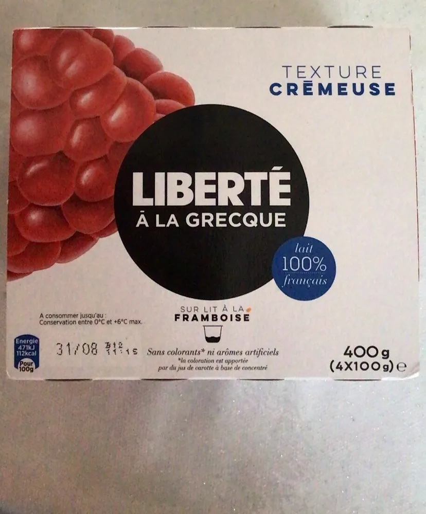 Liberte a la grecque sur lit de framboise
