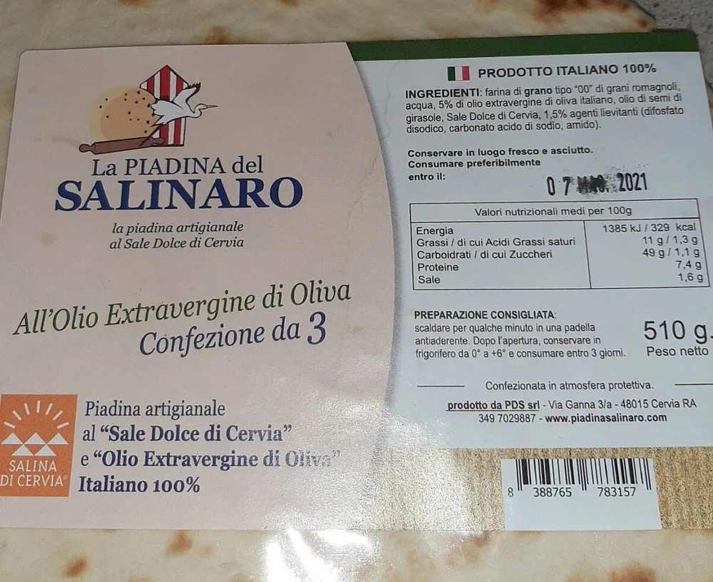 Piadina artigianale sale dolce Cervia olioevo