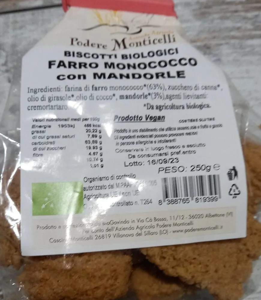 Biscotti biologici Farro Monococco con Mandorle