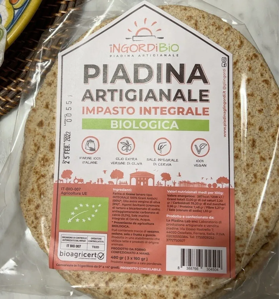 Piadina Artigianale impasto integrale
