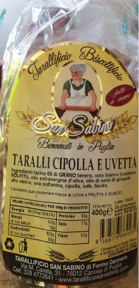 Taralli cipolla e uvetta