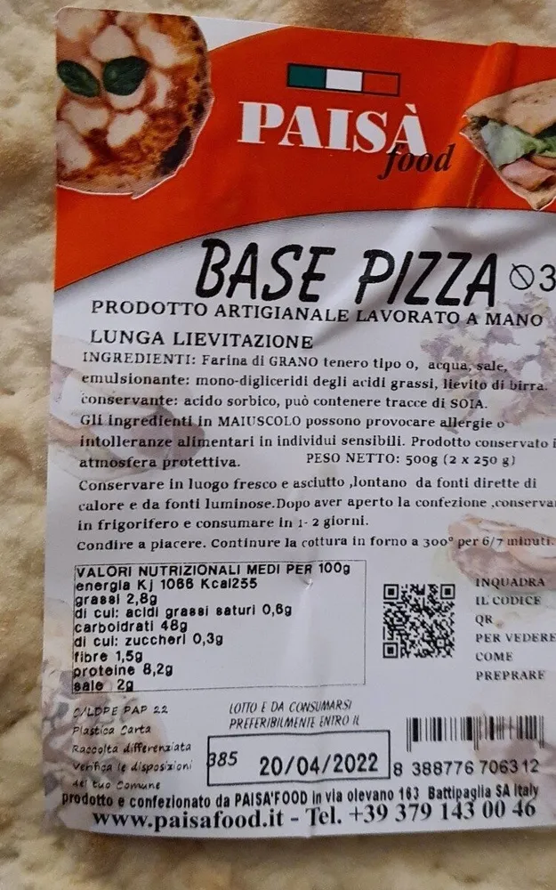 Paisá food base pizza