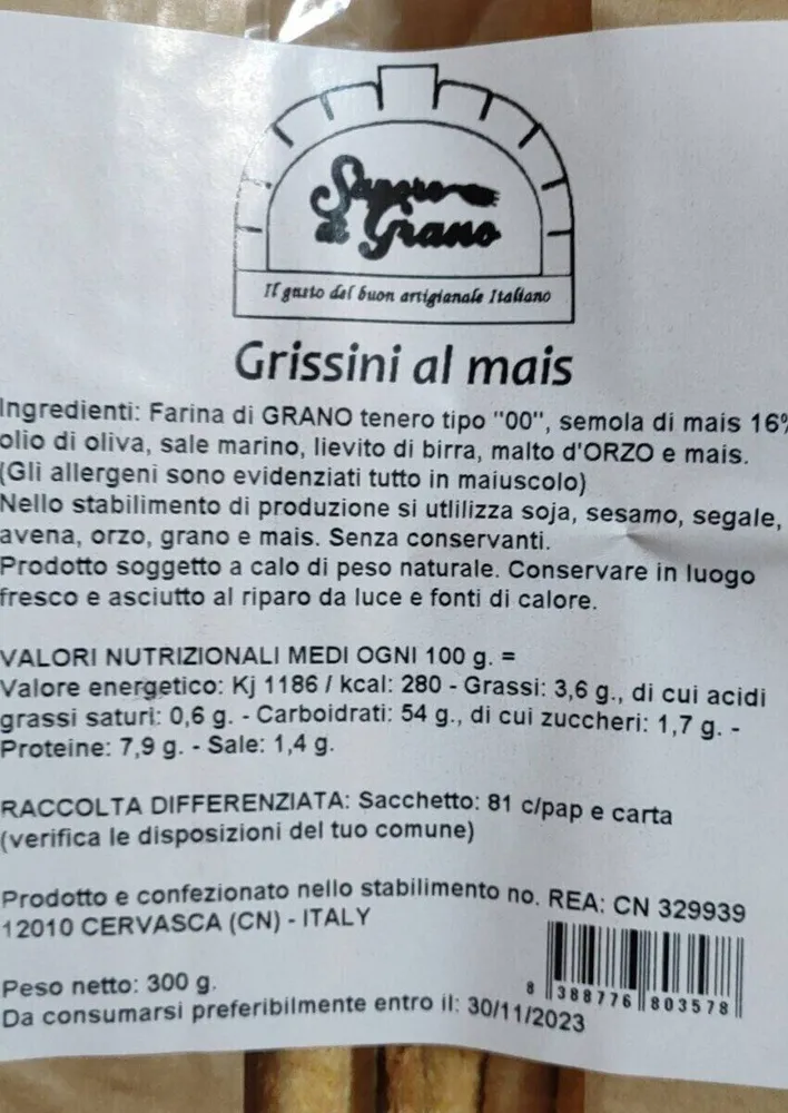 Grissini al mais