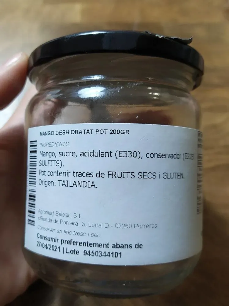 Mango deshidratado