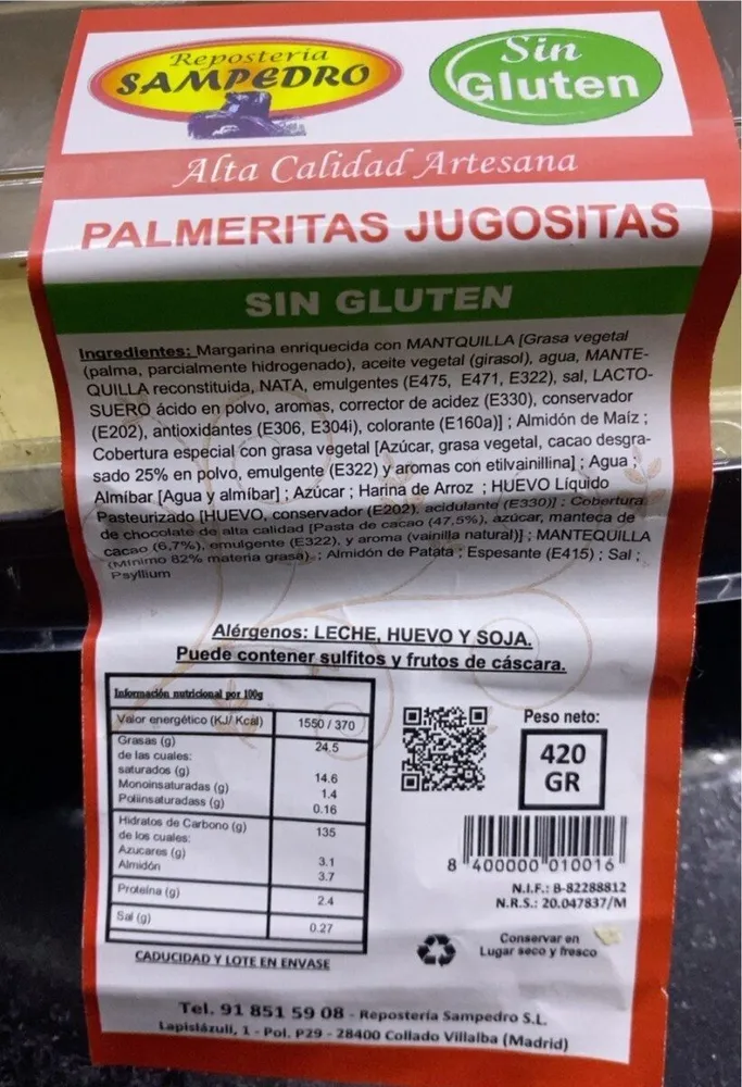 Palmeritas jugositas sin gluten