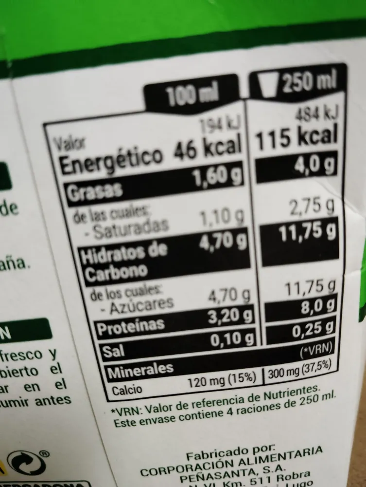 Leche semidesnatada