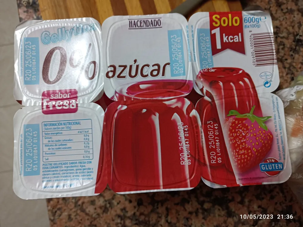 Gelatina sabor fresa 0%