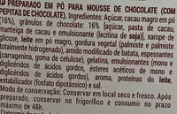 Preparado em pó para mousse de chocolate com pepitas de chocolate