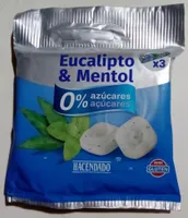 Rebuçado sem açúcar e com edulcorantes sabor mentol e eucalipto