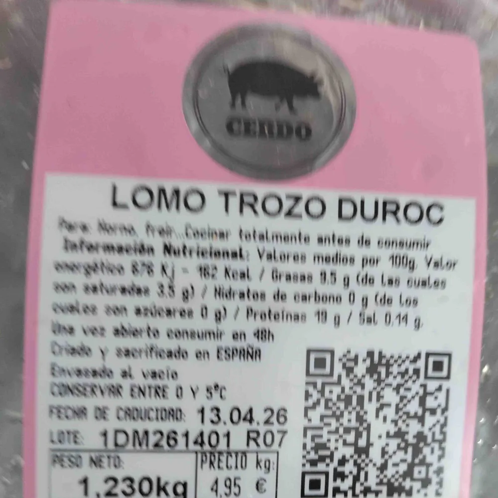 Lomo trozo duroc