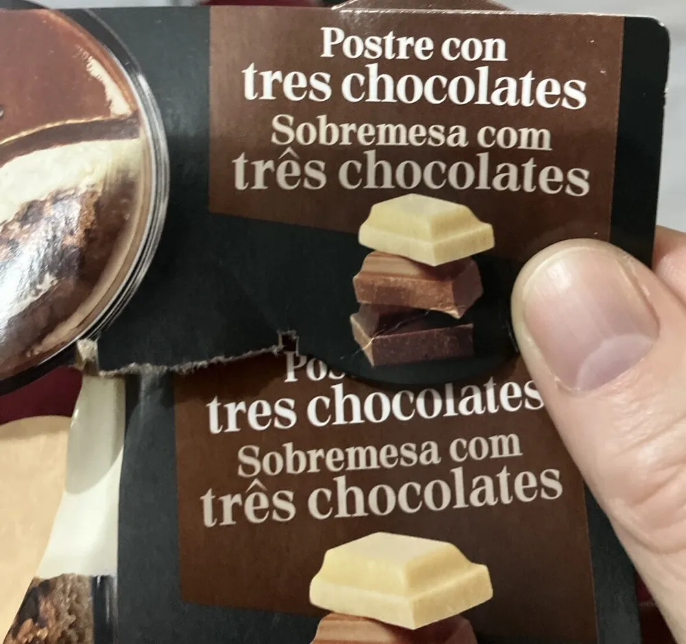 Postre con tres chocolates