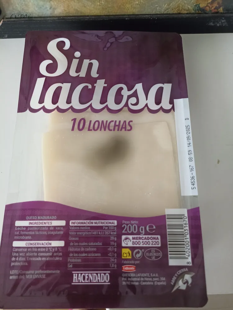Queso Sin Lactosa Lonchas