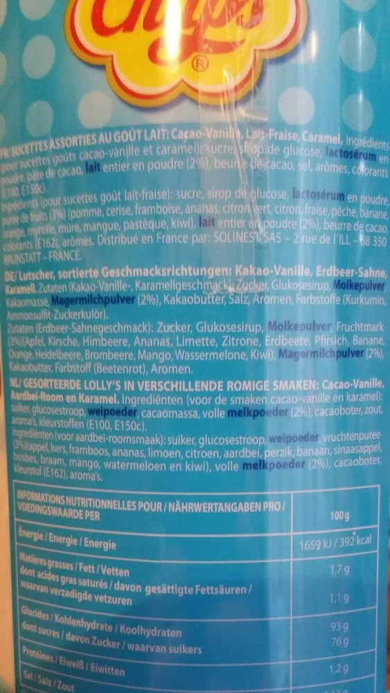 Tubo 100 Sucettes / Lait Chupa Chups