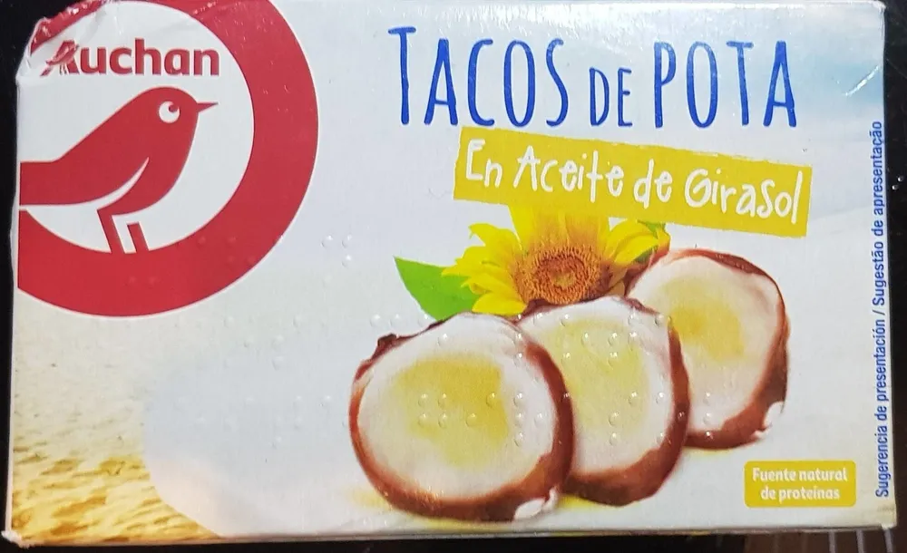 Tacos de pota en aceite de girasol