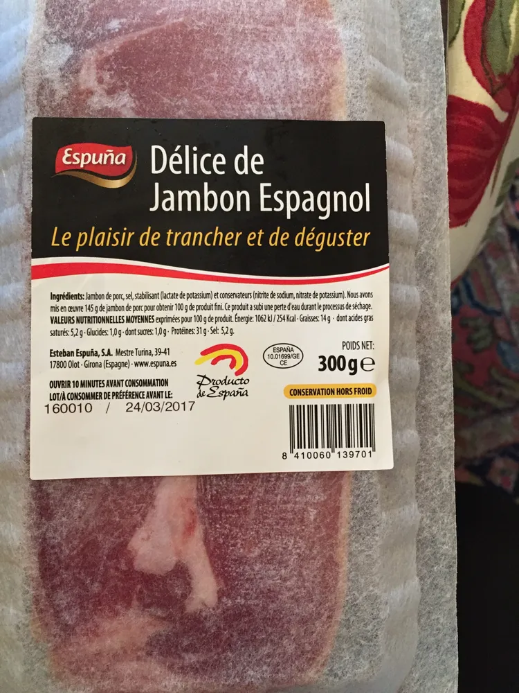 Délice de jambon espagnol ( à trancher)