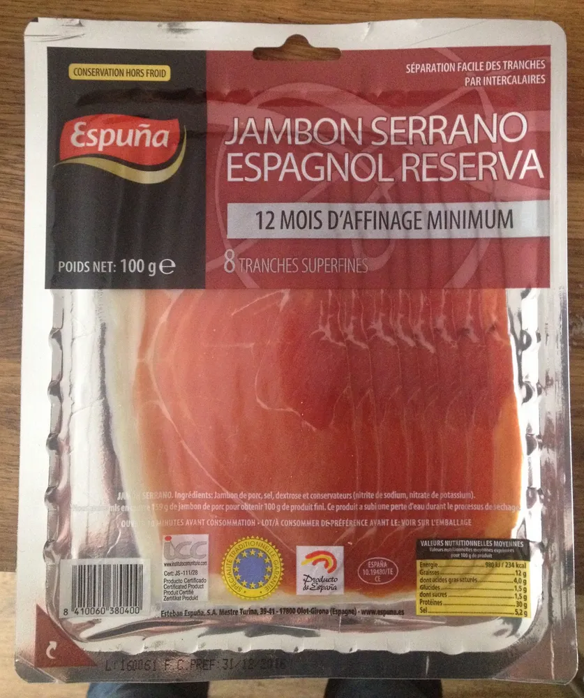 Jambon serrano espagnol reserva
