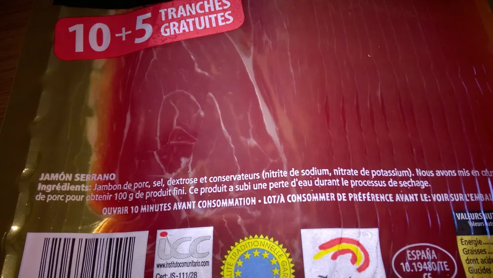 Espuna jambon serrano espagnol 10 tranches