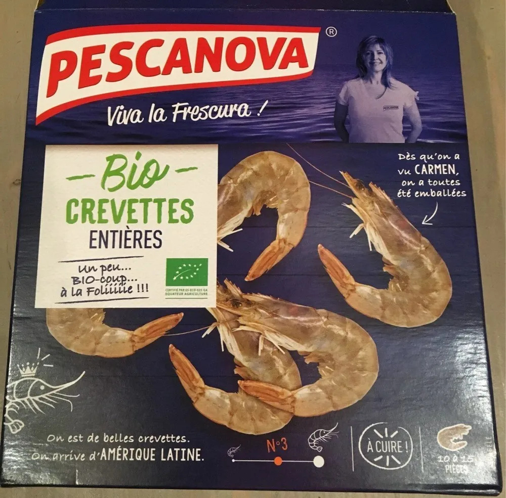Crevettes entières crues congelées