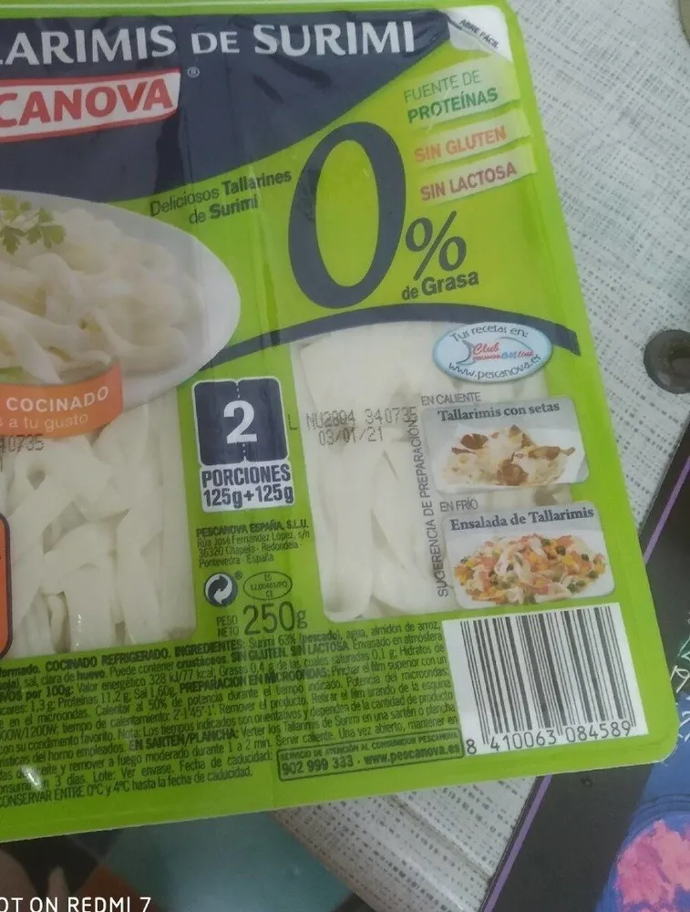 Tallarines de surimi