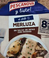 Merluza en salsa de setas con patatas