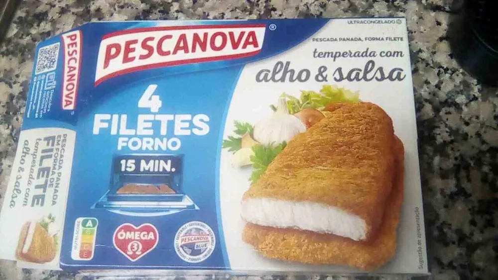 Pescada panada em forma de filete