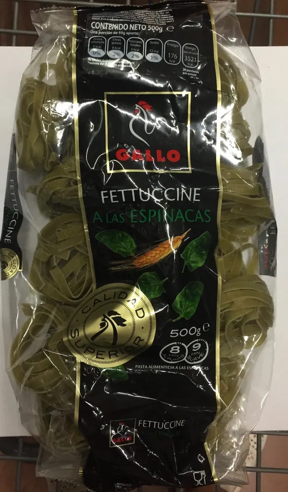 Pasta Fettuccine Con Espinacas 500 GRS