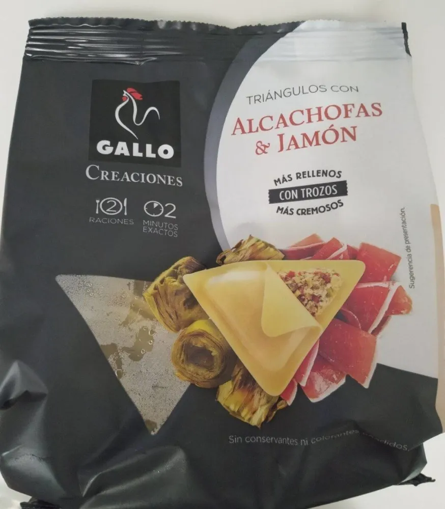 Triángulos con alcachofas & Jamón