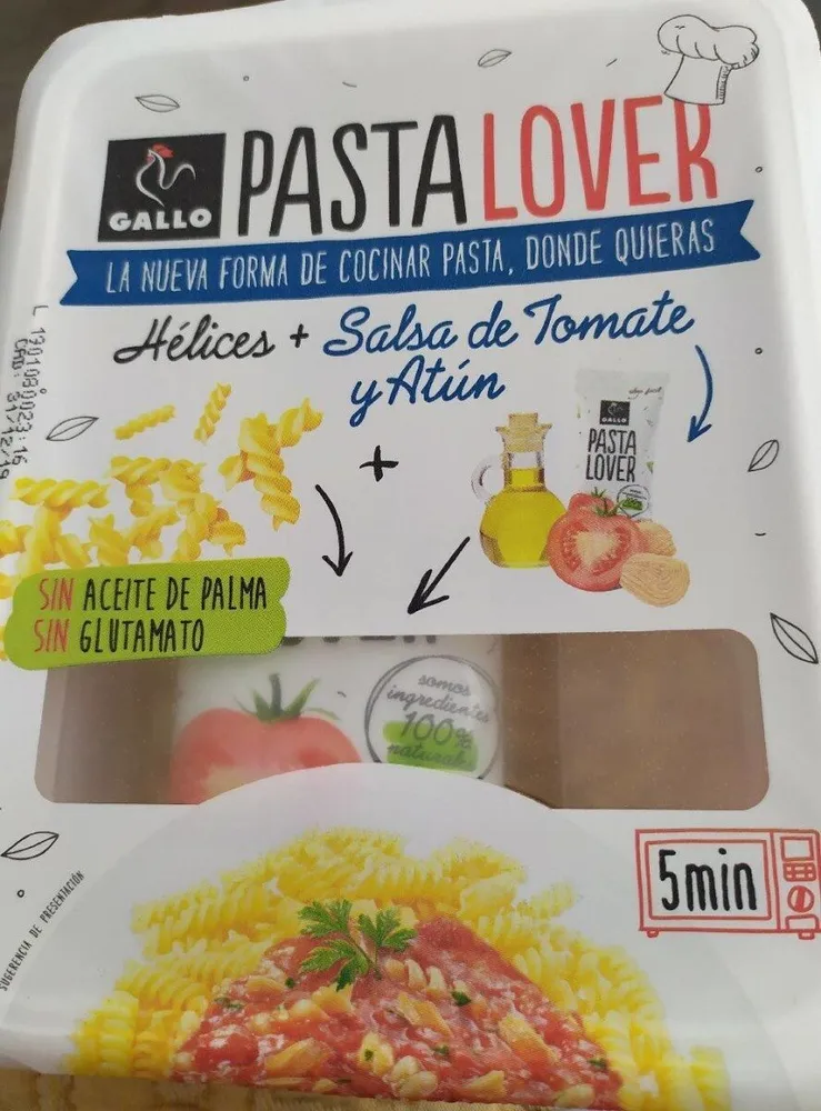 Pasta Lover Hélices + Salsa de tomate y Atún