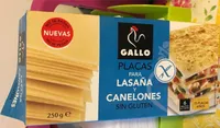 Placas para lasaña y canelones sin gluten
