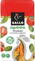 Fideos Plumas con tomate y espinacas