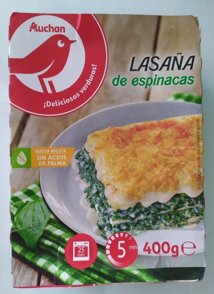 Lasaña de espinacas