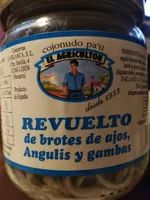 Revuelto brotes de ajos angulis y gambas