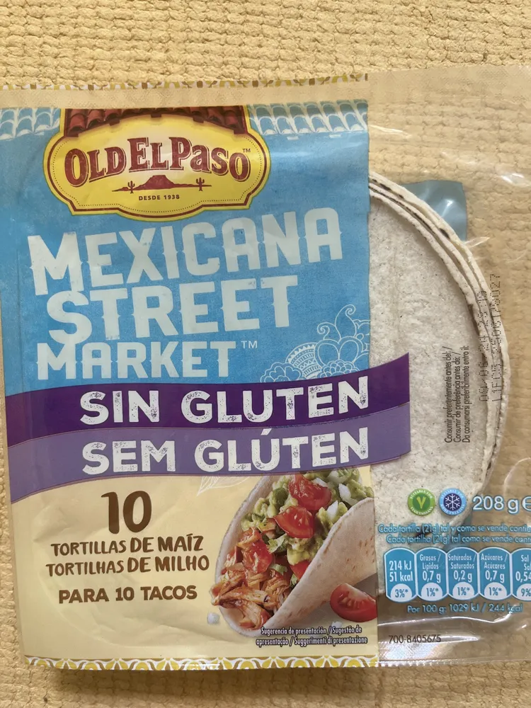 Tortillas de maíz sin gluten