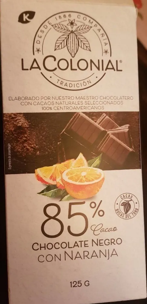 Chocolate negro con naranja 85% cacao