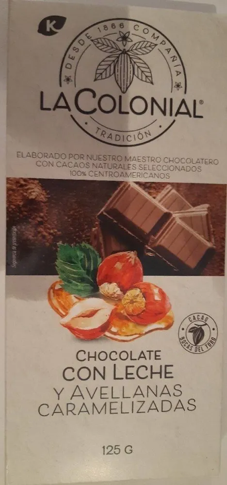 Chocolate con leche y avellanas caramelizadas