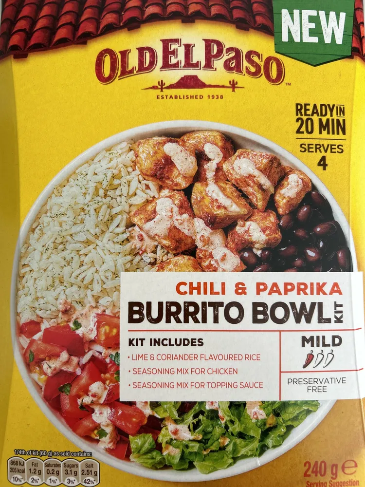 Old El Paso Chili and burrito bowl kit