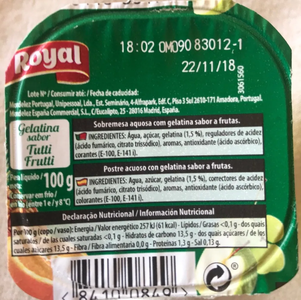 Gelée goût Tutti Frutti
