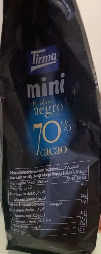 Mini chocolate negro Dark 70% cacao