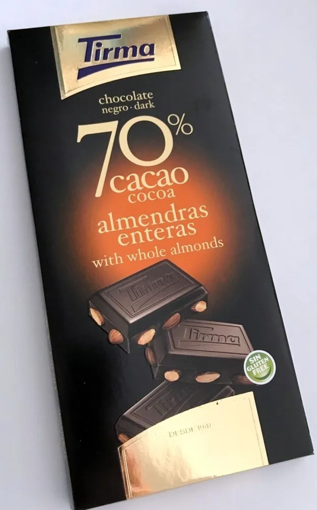 Chocolate negro 70% cacao con almendras enteras