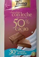 Chocolate con leche 50% cacao 30% menos de azúcar