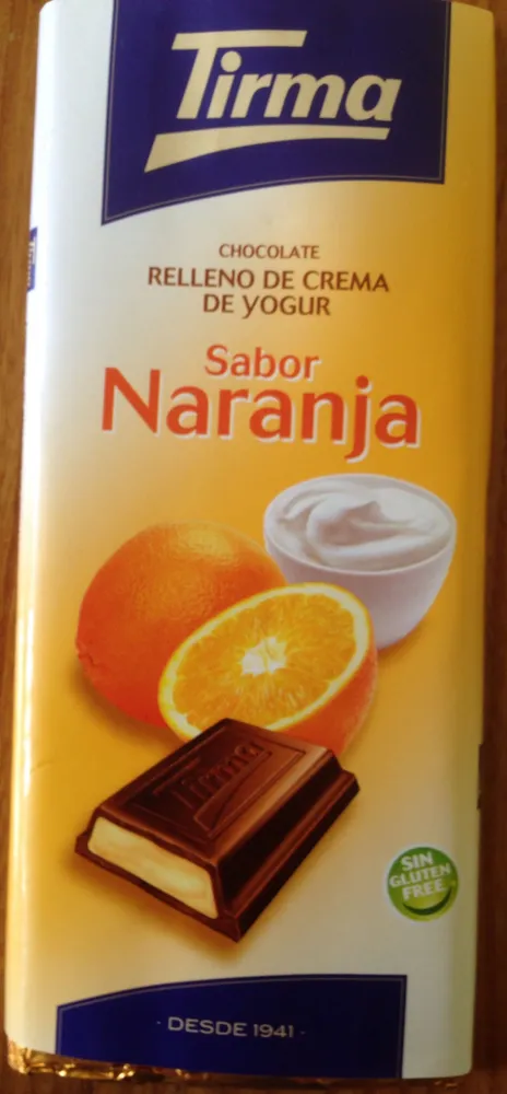 Chocolate relleno de crema de yogur sabor naranja
