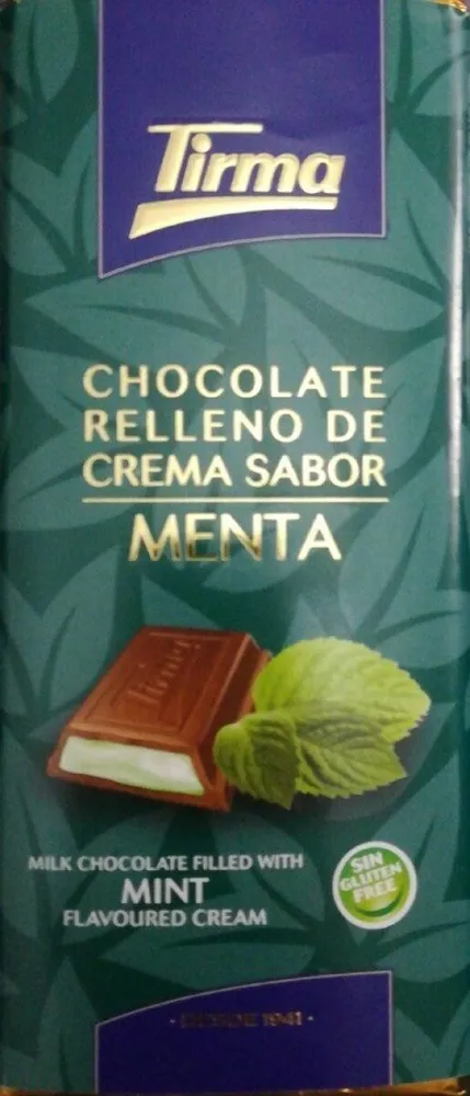 Chocolate relleno de crema sabor menta