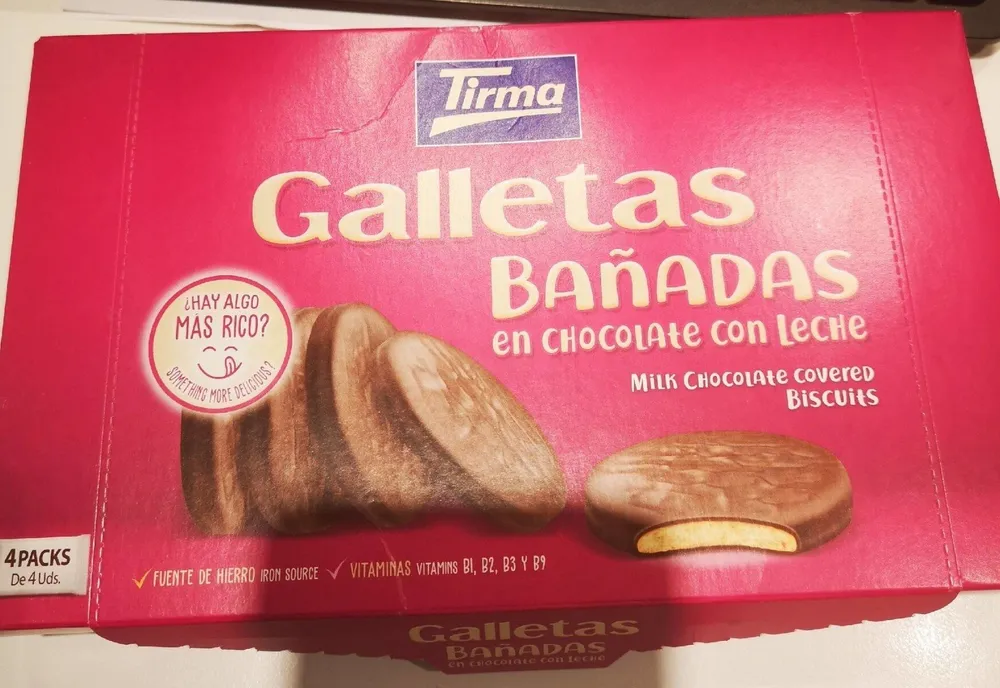 Galletas bañadas en chocolate con leche