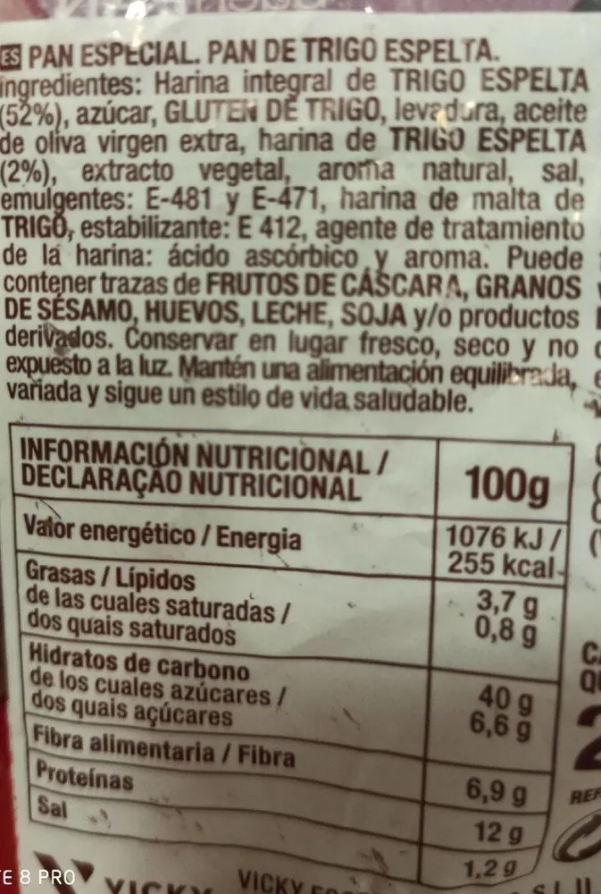 Pan de trigo espelta