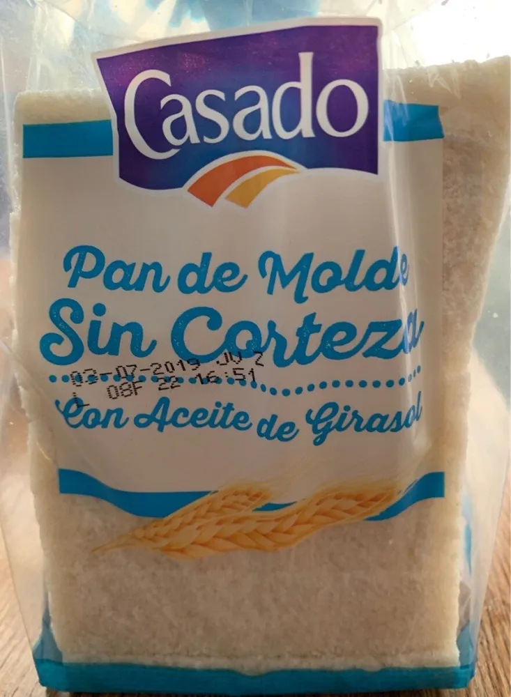 Pan de molde sin corteza