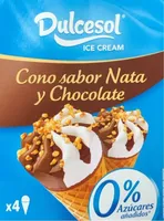 Cono sabor nata y chocolate