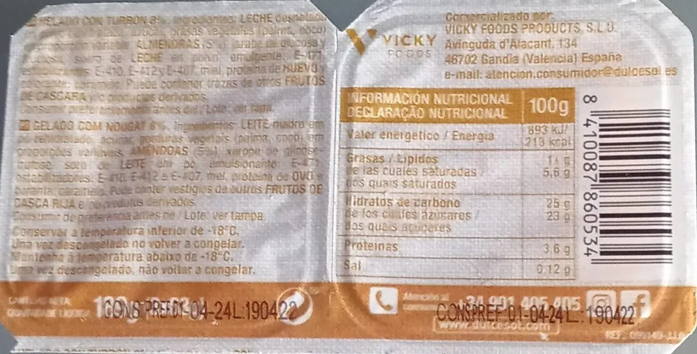 Helado con turron