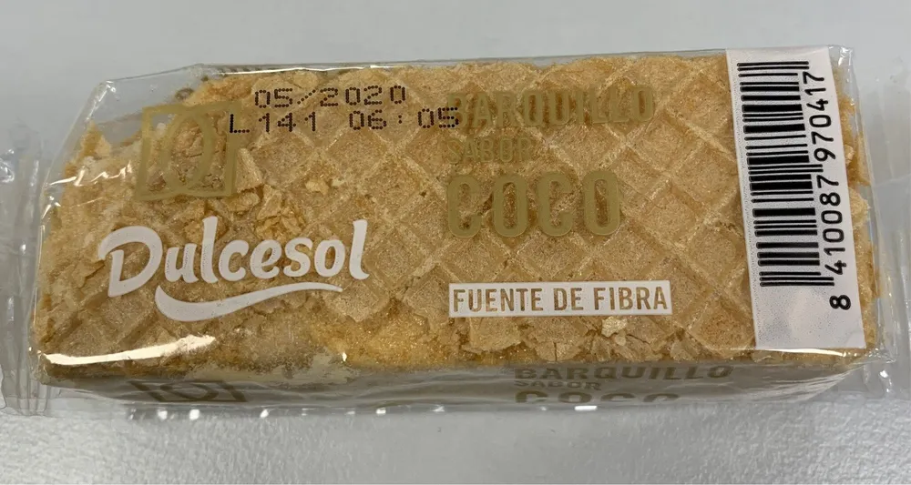 Barquillo sabor coco